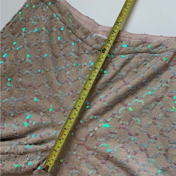 ANTHROPOLOGIE ETT TWA SHOW STOPPER size 12 light tan wide leg cropped w/ sequins - Picture 4 of 8